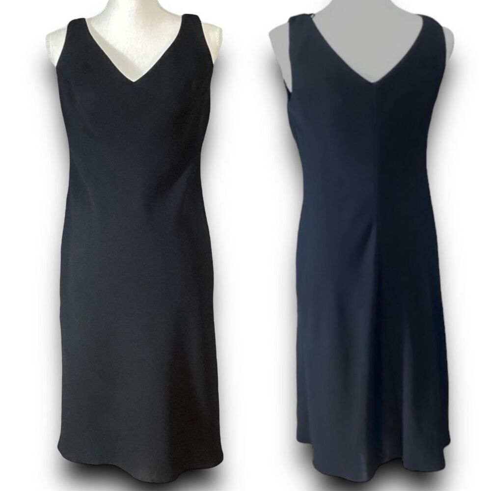 S.L. Fashions Vintage Dress Black Sleeveless Knee Length